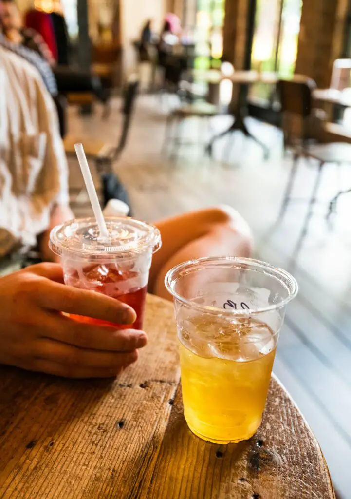 Delicious sweet tea and iced tea in a rustic Atlanta cafe