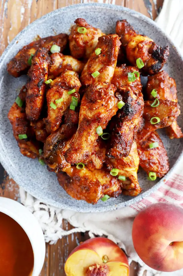 Bourbon Peach Grilled BBQ Wings